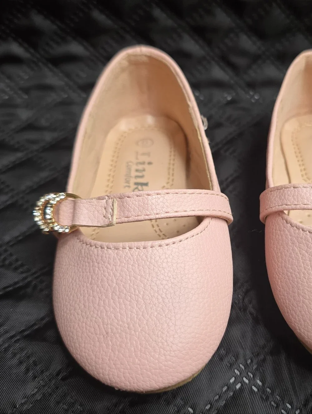 Link Comfort Toddler Girls Pink Mary Jane Rhinestone Dress Shoes Size 6